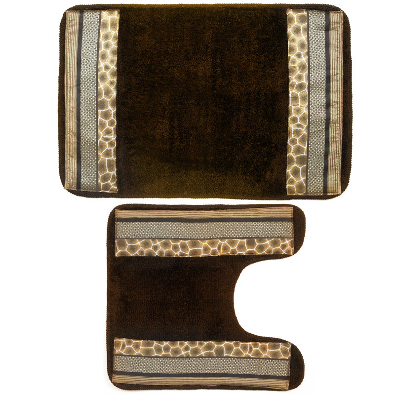 Sweet Home Collection Safari Rectangle Animal Print 2 piece Bath Rug